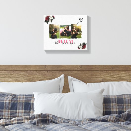 Moderne aangepaste monogram foto Collage Moederfam Canvas Afdruk (Insitu (Slaapkamer))