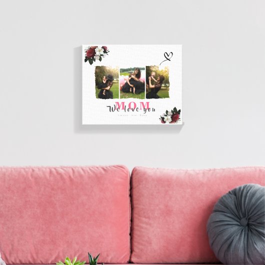 Moderne aangepaste monogram foto Collage Moederfam Canvas Afdruk (Insitu (Woonkamer))