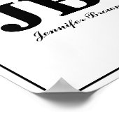 Moderne aangepaste monogram Initiaal Naam zwart-wi Poster (Hoek)