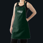 Moderne aangepaste monogram initialen donkergroen  schort<br><div class="desc">Modern custom monogram initialen donkergroen wit Schort. witte letters,  lichtroze achtergrond. je kunt je bandkleur kiezen. geweldig cadeau voor mama,  vrienden en jezelf! Modern,  minimalistisch,  eenvoudig,  stijlvol design. Zeer geschikt voor koks,  koks,  aardewerk,  keramiek,  ambachten,  werk,  keuken,  bakken,  bbq,  grill,  en ook bedrijven en winkels,  enz</div>