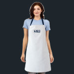 Moderne aangepaste monogram initialen marineblauw  schort<br><div class="desc">Personaliseer aangepaste monogram initialen marineblauw wit Schort. marineblauwe letters,  witte achtergrond. u kunt uw bandkleur kiezen geweldig cadeau voor mama,  papa,  vrienden en jezelf! Modern,  minimalistisch,  eenvoudig,  stijlvol design. Zeer geschikt voor koks,  koks,  aardewerk,  keramiek,  ambachten,  werk,  keuken,  bakken,  bbq,  grill,  en ook bedrijven en winkels,  enz</div>