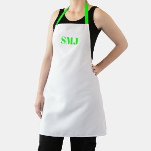 Moderne aangepaste monogram initialen neongroen wi schort
