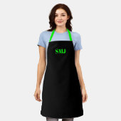Moderne aangepaste monogram initialen neongroen zw schort (Gedragen)