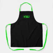 Moderne aangepaste monogram initialen neongroen zw schort (Voorkant)