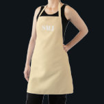 Moderne aangepaste monogram initialen perzikwit schort<br><div class="desc">Modern custom monogram initialen perzik wit Schort. witte letters,  lichtroze achtergrond. u kunt uw bandkleur kiezen. geweldig cadeau voor mama,  vrienden en jezelf! Modern,  minimalistisch,  eenvoudig,  stijlvol design. Zeer geschikt voor koks,  koks,  aardewerk,  keramiek,  ambachten,  werk,  keuken,  bakken,  bbq,  grill,  en ook bedrijven en winkels,  enz</div>