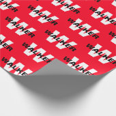 Moderne aangepaste monogram naam Bright Red Gift Cadeaupapier (Hoek)