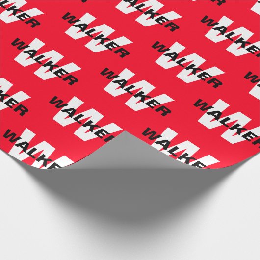 Moderne aangepaste monogram naam Bright Red Gift Cadeaupapier (Hoek)