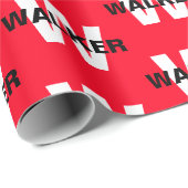 Moderne aangepaste monogram naam Bright Red Gift Cadeaupapier (Rol Hoek)