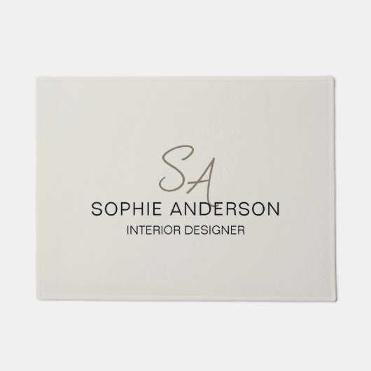 Moderne Aangepaste Monogram Professioneel Bedrijf Deurmat (Voorkant)