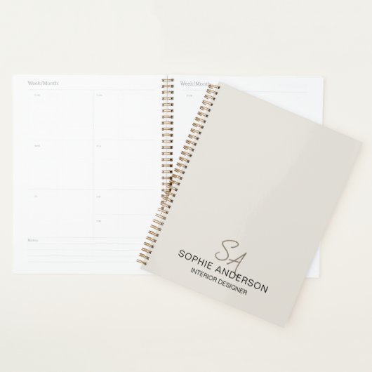 Moderne Aangepaste Monogram Professioneel Bedrijf Planner (Display)