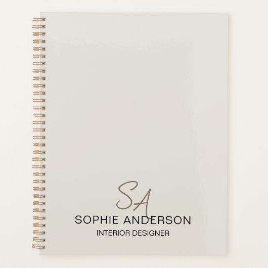 Moderne Aangepaste Monogram Professioneel Bedrijf Planner (Voorkant)