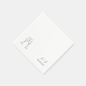 Moderne aangepaste monogram wijnglazen bruiloft servet (Hoek)