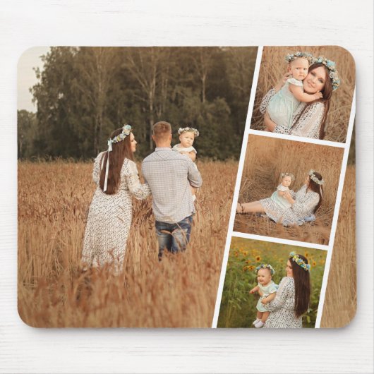 Moderne aangepaste muismat met 4 foto's collage (Voorkant)