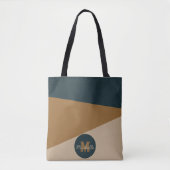 Moderne Aangepaste Naam Aardetoon Kleurenblok Mono Tote Bag (Voorkant)