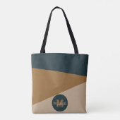 Moderne Aangepaste Naam Aardetoon Kleurenblok Mono Tote Bag (Achterkant)