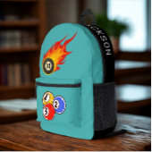 Moderne aangepaste naam biljartbal bedrukte rugzak