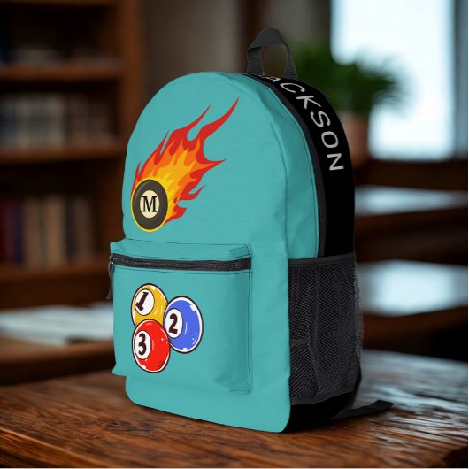 Moderne aangepaste naam biljartbal bedrukte rugzak