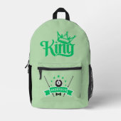 Moderne aangepaste naam Billiard King Bedrukte Rugzak (Voorkant)