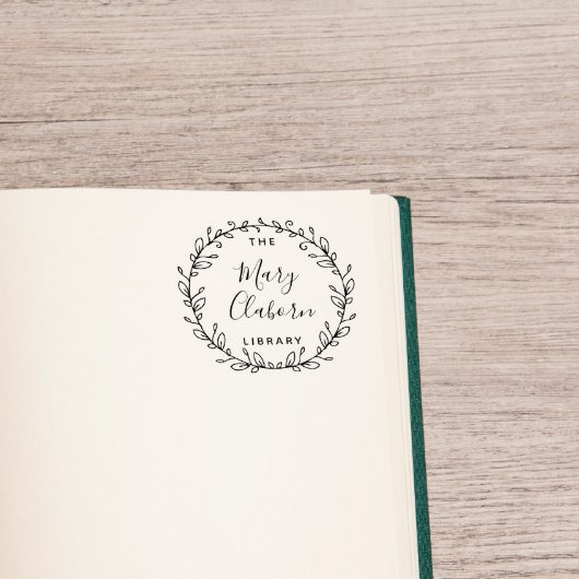 Moderne aangepaste naam bladeren uit de bibliothee  zelfinktende stempel