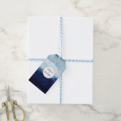Moderne aangepaste naam Blauwe Waterverf Cadeaulabel (Met Touw)