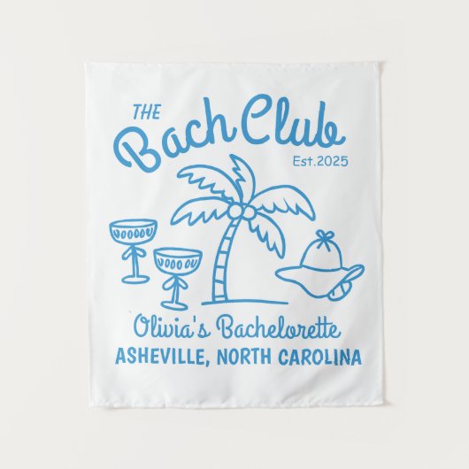 Moderne Aangepaste Naam Eiland Datum Bachelorette  Wandkleed (Voorkant)