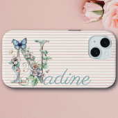 Moderne aangepaste naam Floral Butterfly Initiaal Case-Mate iPhone Case