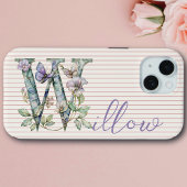 Moderne aangepaste naam Floral Butterfly Initiaal Case-Mate iPhone Case
