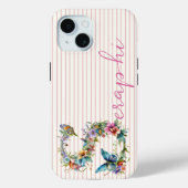 Moderne aangepaste naam Floral Butterfly Initiaal Case-Mate iPhone Case (Achterkant)