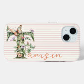 Moderne aangepaste naam Floral Butterfly Initiaal Case-Mate iPhone Case (Achterkant (horizontaal))