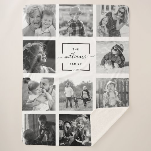 Moderne aangepaste naam foto-Collage Sherpa Deken (Voorkant)