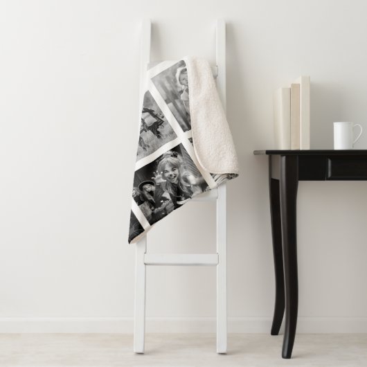 Moderne aangepaste naam foto-Collage Sherpa Deken (In situ)