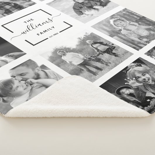 Moderne aangepaste naam foto-Collage Sherpa Deken (3/4)