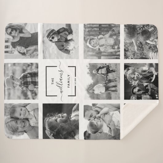 Moderne aangepaste naam foto-Collage Sherpa Deken (Voorkant (horizontaal))