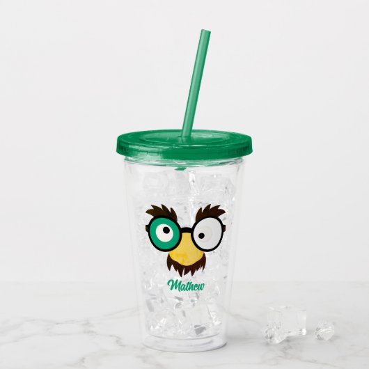 Moderne aangepaste naam Grappig gezicht Ierse vlag Acryl Drinkbeker (Achterkant ijs)