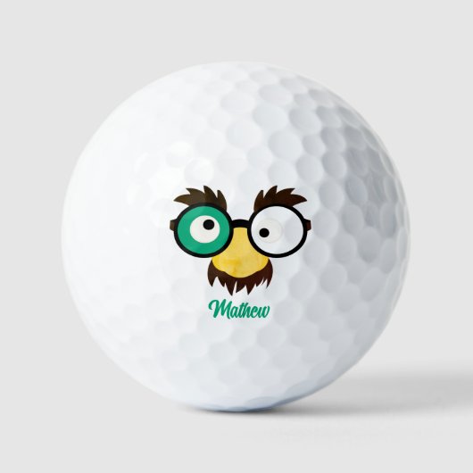 Moderne aangepaste naam Grappig gezicht Ierse vlag Golfballen (Voorkant)