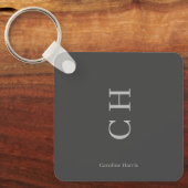 Moderne aangepaste naam & Initialen grijs Sleutelhanger (Voorkant)