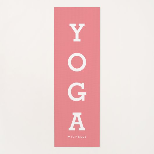 Moderne aangepaste naam koraalroze vaste kleurverd yogamat (Voorkant)