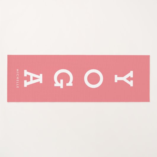 Moderne aangepaste naam koraalroze vaste kleurverd yogamat (Voorkant (horizontaal))