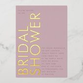 Moderne aangepaste naam Mauve Paars GOLD Vrijgezel Folie Uitnodiging (Voorkant)