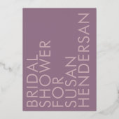 Moderne aangepaste naam Mauve Paars GOLD Vrijgezel Folie Uitnodiging (Achterkant)