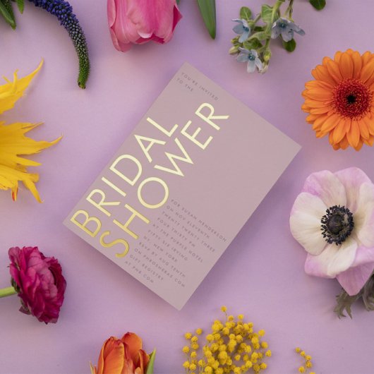 Moderne aangepaste naam Mauve Paars GOLD Vrijgezel Folie Uitnodiging