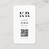 Moderne aangepaste naam Monogram Donkergroene QR-c Visitekaartje (Achterkant)