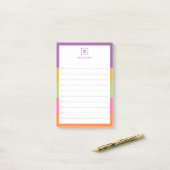Moderne aangepaste naam Monogram Student to Do Lis Post-it® Notes (Op bureau)