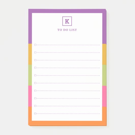 Moderne aangepaste naam Monogram Student to Do Lis Post-it® Notes (Voorkant)