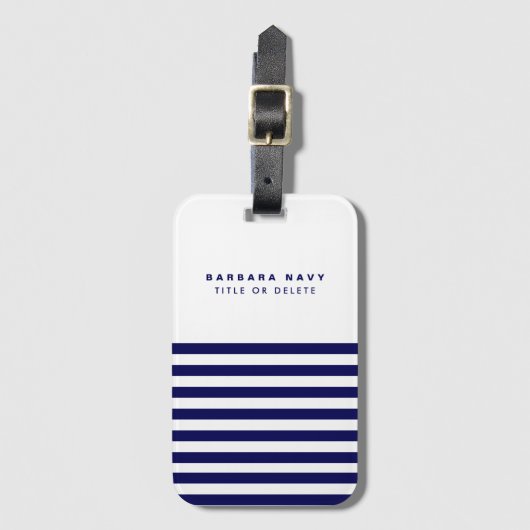 Moderne aangepaste naam nautische marine blauwe st bagagelabel (Voorkant (verticaal))