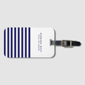 Moderne aangepaste naam nautische marine blauwe st bagagelabel (Voorkant (horizontaal))