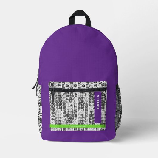 Moderne aangepaste naam Paarse | Gepersonaliseerd Bedrukte Rugzak (Voorkant)