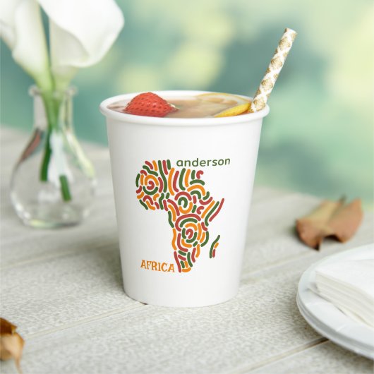 Moderne aangepaste naam Pan Africa Flag Map Papieren Bekers (Insitu)