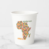 Moderne aangepaste naam Pan Africa Flag Map Papieren Bekers (Voorkant)