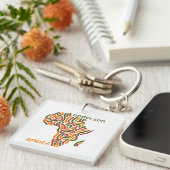 Moderne aangepaste naam Pan Africa Flag Map Sleutelhanger (Voorkant Rechts)